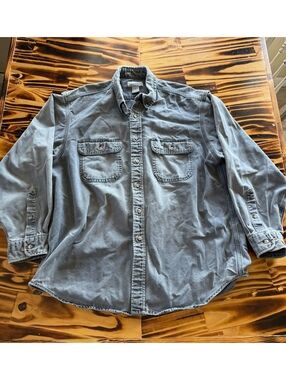 Carhartt Men's Large Gray Button-Up Work Shirt 100% Cotton Made in Mexico